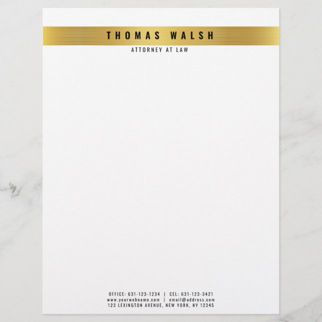 Elegant Gold met Gold Lines Letterhead Briefhoofd (Voorkant)