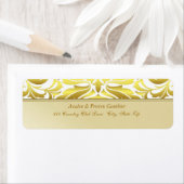 Elegant Gold Metal Damask Weddenschap Label (Insitu)
