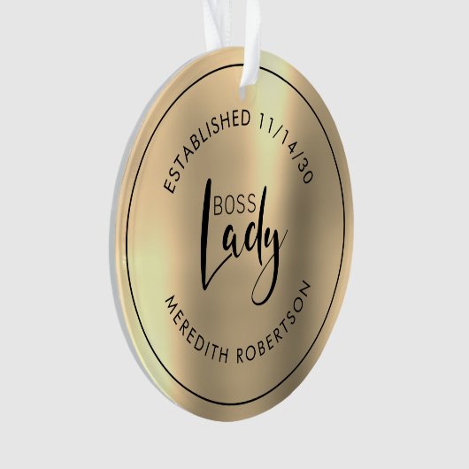 Elegant Gold Metallic Boss Lady Vastgesteld op dat Ornament (voorkant)