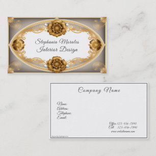 Elegant Gold Metallic Rozen en White Pearls Visitekaartje