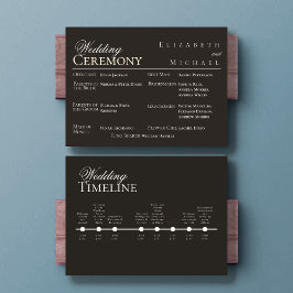 Elegant Gold Minimalist Wedding Program Timeline Menu