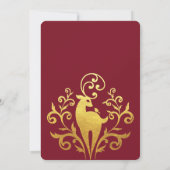 Elegant Gold Modern Deer Red Kerstparty Kaart (Achterkant)
