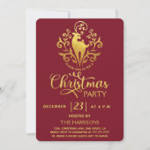 Elegant Gold Modern Deer Red Kerstparty Kaart (Voorkant)