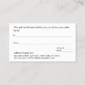 Élégant Gold moderne, Black Pink Certificat cadeau (Dos)