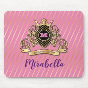 Elegant Gold Monagram Fashioned Muismat