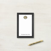 Elegant Gold Monogram Black Leather Look Post-it® Notes (Op bureau)