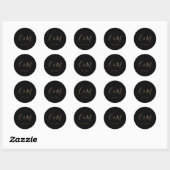 Elegant Gold Monogram Black Weddenschap Ronde Sticker (Vel)