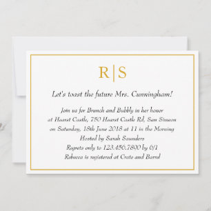 Elegant Gold Monogram Bridal Brunch Kaart