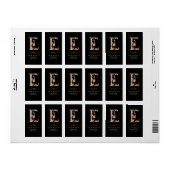 Elegant Gold Monogram E Floral Adres Etiket (Full Sheet)