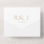 Elegant Gold Monogram Fotobruiloft Datum All In One Uitnodiging (Achterkant)