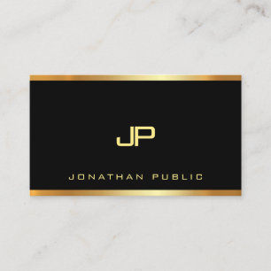 Elegant Gold Monogram Glam Plain Modern Luxe Visitekaartje