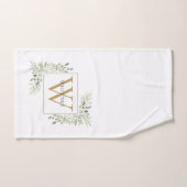 Elegant Gold Monogram Greenery Floral Bad Handdoek (Handdoek)
