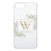 Elegant Gold Monogram Greenery Modern Case-Mate iPhone Case (Achterkant)