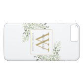 Elegant Gold Monogram Greenery Modern Case-Mate iPhone Case (Achterkant (Horizontaal))