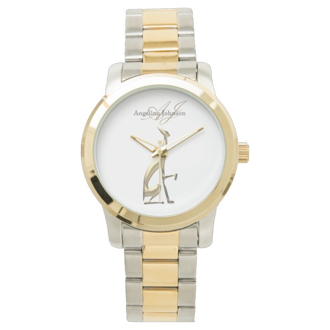 Elegant Gold Monogram Horloge (Voorkant)