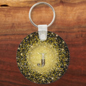 Elegant Gold Monogram J Letter gift sleutelhanger (Achterkant)