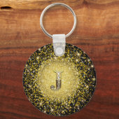 Elegant Gold Monogram J Letter gift sleutelhanger (Voorkant)