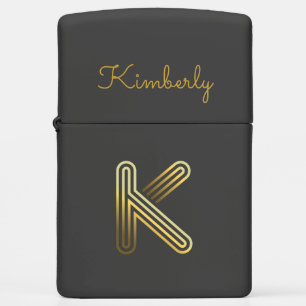 Elegant Gold Monogram K, Zippo Lighter