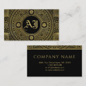 Elegant Gold Monogram Lijst Visitekaartje (Voorkant / Achterkant)