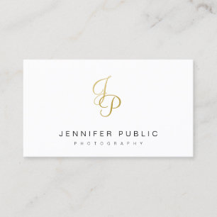 Elegant Gold Monogram Modern Plain Fotograaf Visitekaartje
