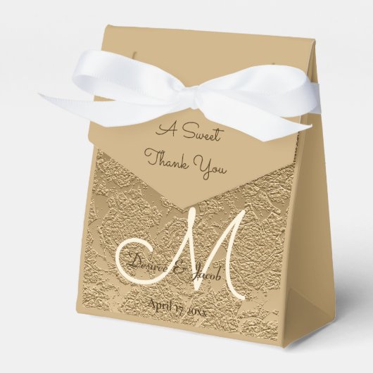 Elegant Gold Monogram Modern Wedding Bedankdoosjes (Voorkant Zijde)
