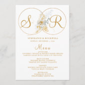 Elegant Gold Monogram Naam Initiaal Wedding Menu (Voorkant)