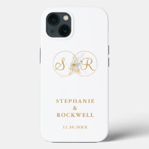 Elegant Gold Monogram Name Initiaal Wedding iPhone 13 Hoesje