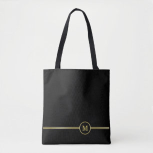 Elegant gold Monogram op zwart Draagtas