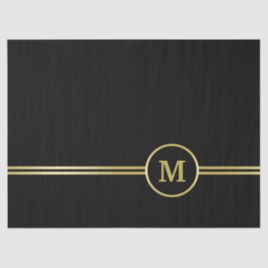 Elegant gold Monogram op zwart Tissuepapier (Voorkant)