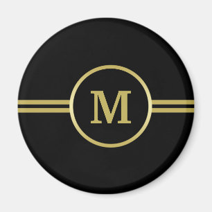 Elegant gold Monogram op zwarte magneet