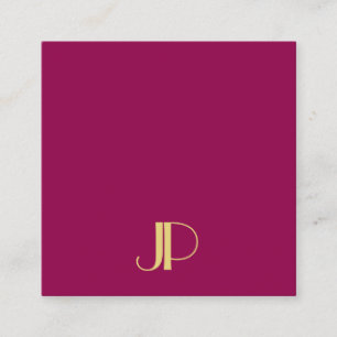 Elegant Gold Monogram Sjabloon Modern Viva Magenta Vierkante Visitekaartje