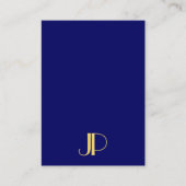Elegant Gold Monogram Sjabloon Navy Blue Vertical Visitekaartje (Voorkant)