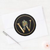 ELEGANT Gold MONOGRAM W MET VRUCHTEN EN STROMEN Ronde Sticker (Envelop)