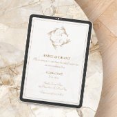 Elegant Gold Monogram Weddenschap Kaart