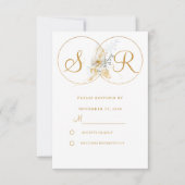 Elegant Gold Monogram Wedding RSVP (Voorkant)