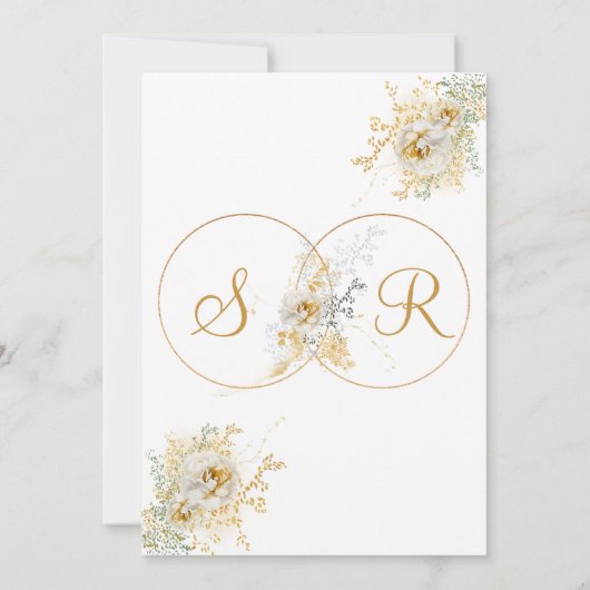 Elegant Gold Monogram Wedding Save The Date (Achterkant)