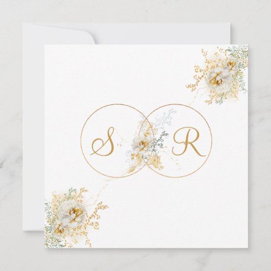 Elegant Gold Monogram Wedding Save the Date (Achterkant)