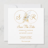 Elegant Gold Monogram Wedding Save the Date (Voorkant)