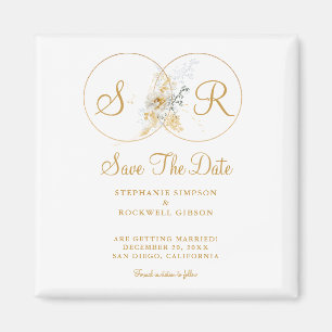 Elegant Gold Monogram Wedding Save the Date Magneet