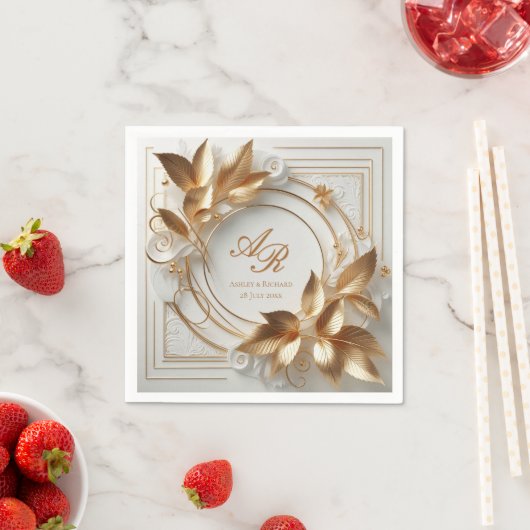 Elegant Gold Monogram Wedding  Servet (Insitu)