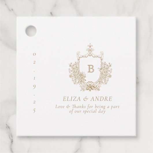 Elegant Gold Monogram Wedding voor Label (Voorkant)