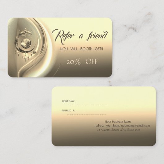 Elégant Gold Moon Couronne Carte de référence (Devant / Derrière)