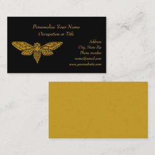 Elegant Gold Moth Flying Professional Visitekaartje