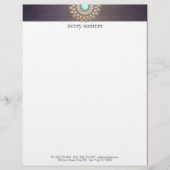 Elegant Gold Motif Paars Gepersonaliseerd Briefhoofd (Voorkant)