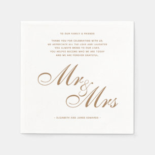 Elegant Gold Mr en Mrs Wedding Dank u wel Servet