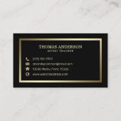 Elégant Gold Music Notes sur Black| Carte de visit (Dos)