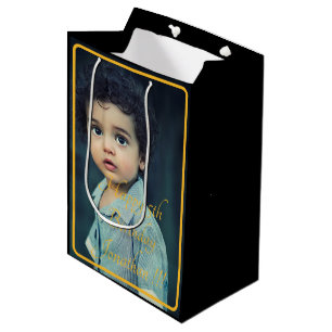 Elegant Gold Name Happy Birthday Medium Gift Bag Cadeauzakje