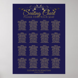 Elégant Gold & Navy 16 Tableau Mariage