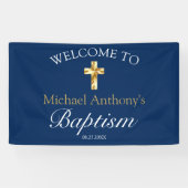 Elegant Gold Navy Baby Baptisme Welkom Spandoek (Horizontaal)