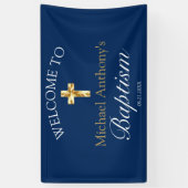 Elegant Gold Navy Baby Baptisme Welkom Spandoek (Verticaal)